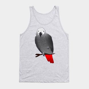 African Grey Parrot Perching on a Branch Tank Top